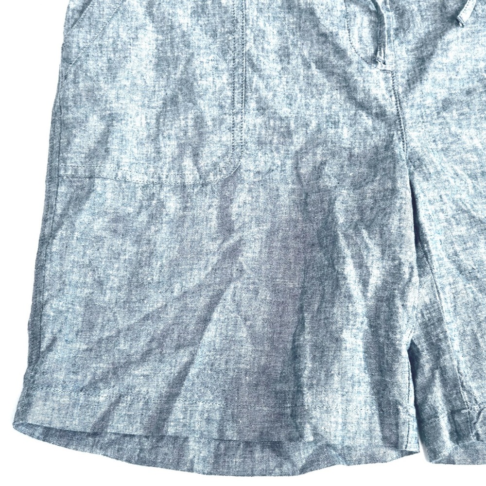 TALBOTS women's blue chambray linen cotton bermuda lenght shorts elastic waist 6 - Picture 5 of 11